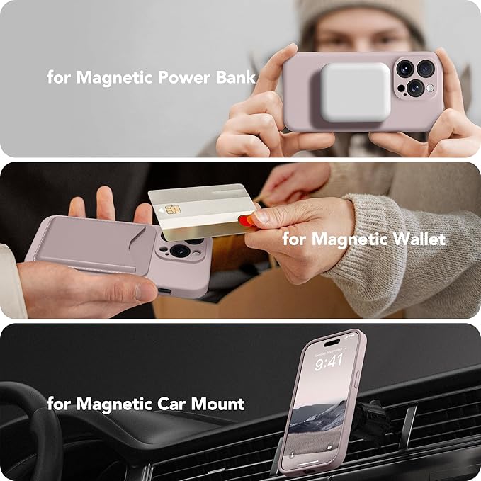 Magnetic for iPhone 13 Pro Max Case, Compatible with MagSafe, [Full Camera Protection][Screen Protector] Silicone Shockproof Protective Phone Case for iPhone 13 Pro Max 6.7", Hazel
