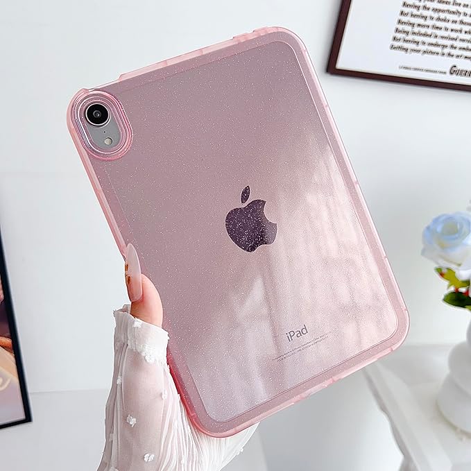 for iPad (A16) 11th Generation Case 11 inch 2025/ iPad 10th Generation 10.9 inch (2022), Glitter Soft TPU Back Shockproof Cover Bling Sparkly Flexible Silicone Lightweight Thin Shell, Pink