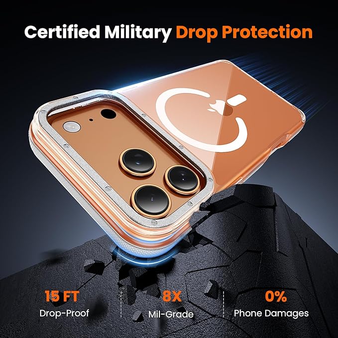 toushion 3 in 1 for iPhone 17 Pro Max Case Clear Bumper,Fits MagSafe, Yellowing-Resistant Acrylic Back, Shockproof Guard Corners, Military-Grade Protection for Phone Cover 6.9 inch