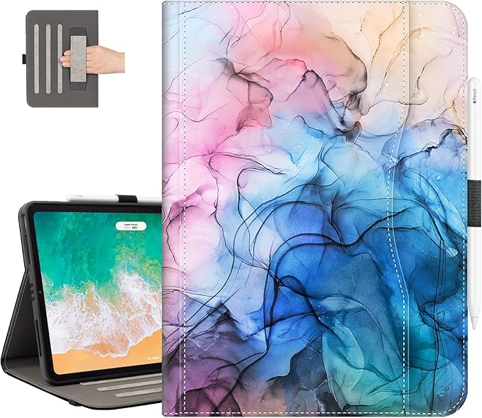 Vimorco for iPad Air M4/M3/M2 11 Inch Case 2026/2025/2024,for iPad Air 5th/4th Gen Cover 10.9-inch, for iPad Pro 11 Inch Case 4th/3rd/2nd/1st Generation Pencil Holder/Hand Strap/Pocket, Watercolor Art