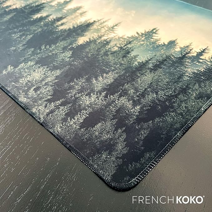 French KOKO Large Desk Pad, Cute Forest Nature Home Office Essentials, XL Desk Mat for Keyboard and Mouse