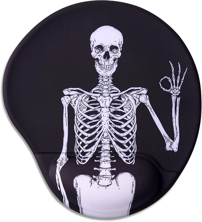 Ergonomic Mouse Pad with Wrist Support,Cute Mouse Pads with Wrist Rest,Comfortable Mouse Pad for Home Office Gaming Work Computers Laptop,Pain Relief with Non-Slip PU Base (Human Skeleton)