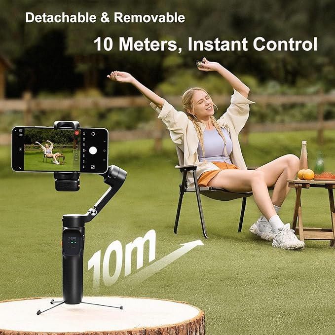 Hohem iSteady V3 Ultra Gimbal Stabilizer for iPhone Android Smartphone,Phone Gimbal with AI Tracking,Fill Light,Detachable Touchscreen Remote,Phone Stabilizer for Video Recording,YouTube Travel(White)