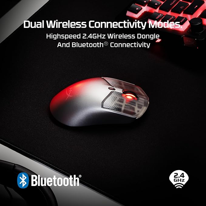 HyperX Pulsefire Haste 2 S – Wireless Gaming Mouse for PC – 64g, Magnesium Alloy Shell, Rechargeable li-ion Battery, 26K Sensor, Dual Wireless, Glass Skates, Navy