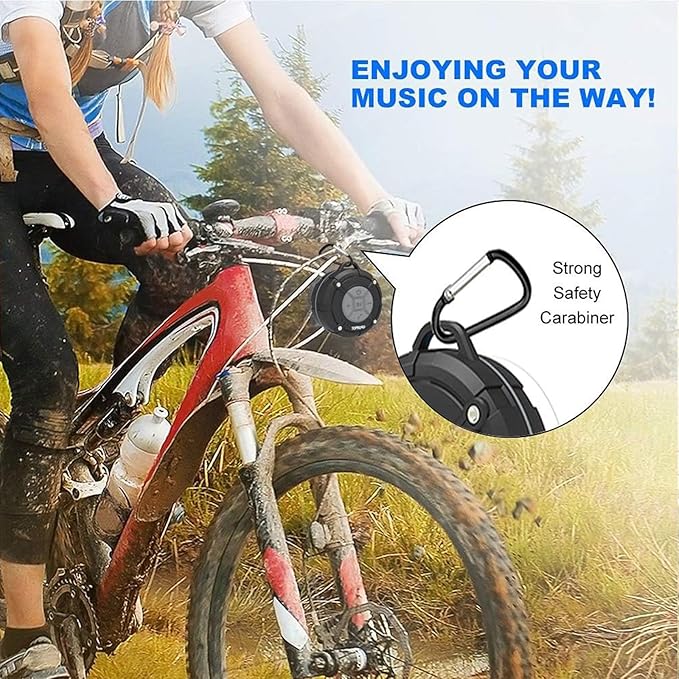 Portable Shower Speaker, IPX7 Waterproof Wireless Outdoor Speaker with HD Sound, 2 Suction Cups, Built-in Mic, Hands-Free Speakerphone for Bathroom, Pool, Beach, Hiking, Bicycle(Grey)