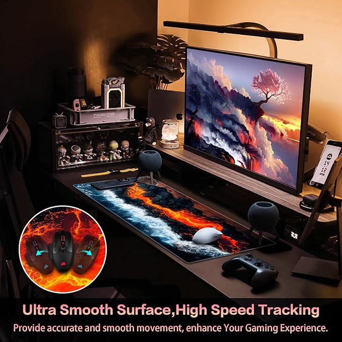 Canjoy Gaming Mouse Pad, 31.5x15.7inch Large Extended Mousepad Big Computer Desk Mat for Keyboard and Mouse Full Desk Mouse Mat with Non-Slip & Rubber Base