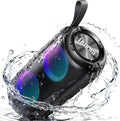 Bluetooth Speaker with 360°HD Stereo Sound, BT5.3, Built-in Mic, RGB Lights, 2025 NEW Portable Wireless Speaker IPX7 Waterproof, Dustproof, 12H Playtime for Outdoors, Home/Travel/Praty Beach Black