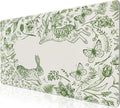 L-SPOUTTO Green Floral Desk Mat for Keyboard and Mouse,Cute XXL Gaming Mouse Pad,Large 35.4x15.7in Non-Slip Rubber Base Keyboard Pad Waterproof Desktop Mat for Laptop Computer Work Home Office-Rabbits