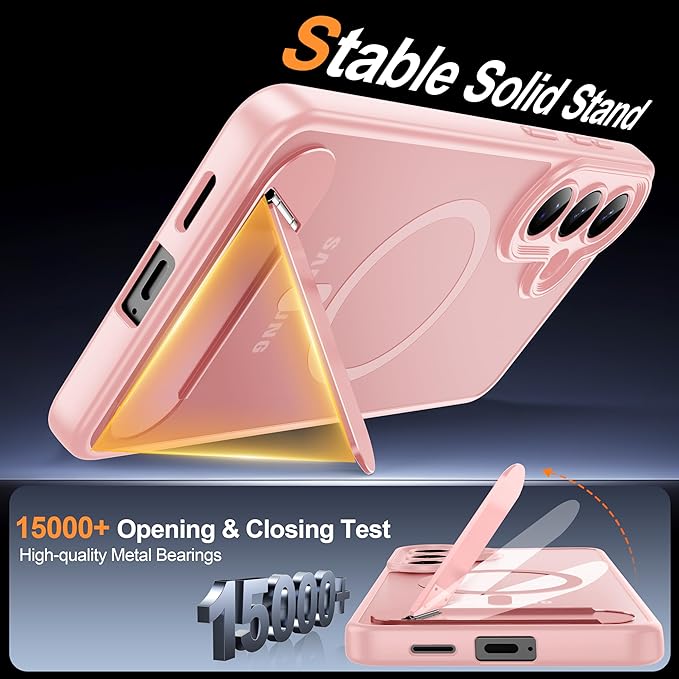 Magnetic for Samsung Galaxy S26+ Plus Case, [Compatible with MagSafe][Full Camera Protection][Built-in Invisible Kickstand] Translucent Matte Phone Case for S26 Plus 6.7" - Pink