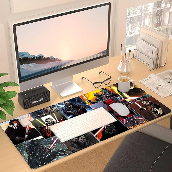 XXL Large Gaming Mouse Pad with Stitched Edges,Big Wide Mousepad,Extended Office Desk Mat,Long Full Desk Pad with Anti-Slip Rubber Base,Desk Pad for Keyboard and Mouse,Desktop decor,31.5 x 15.7 inches