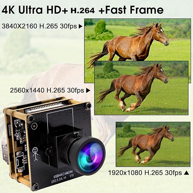 ELP 4K HDMI USB Camera - Wide Angle, 2X Digital Zoom, H.265, 8MP, UVC USB2.0 for Laptop & Monitor