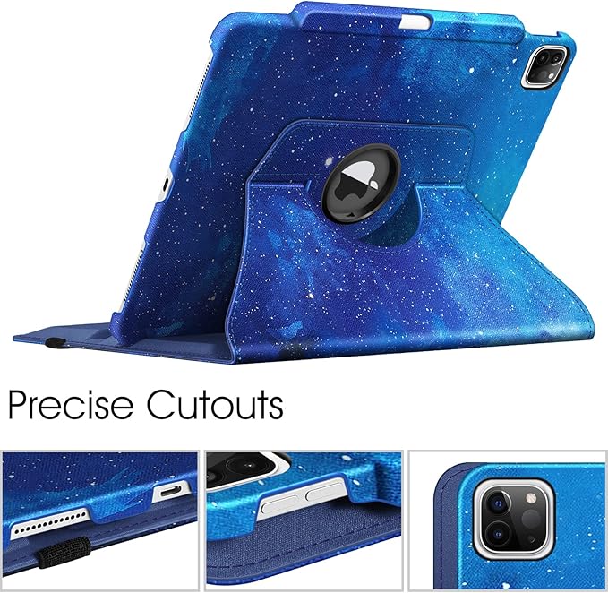 Fintie Rotating Case for iPad Pro 12.9-inch 6th Generation 2022-360 Degree Swiveling Protective Cover with Pencil Holder, Auto Sleep/Wake, Also Fit iPad Pro 12.9" 5th/4th/3rd Gen, Starry Sky
