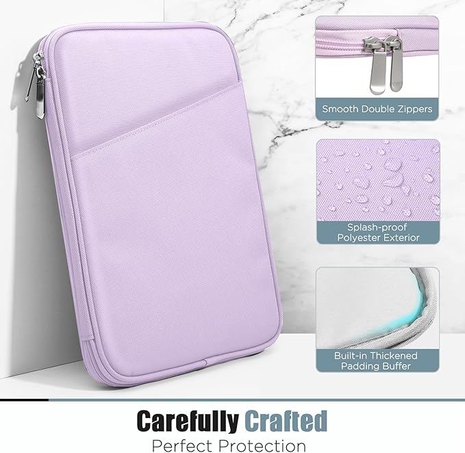 TiMOVO 13 Inch Tablet Sleeve with Pocket for iPad Air 13" M3 2025, iPad Pro 13"/12.9", Galaxy Tab S9/S10 Plus/S9 FE+ 12.4", Remarkable Paper Pro 11.8", Purple Lavender