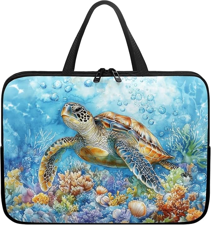 13 Inch Turtle Pattern Laptop Sleeve, Laptop Cover Computer Tablet Carrying Case with Handle, Lightweight Waterproof Tote Bags Notebook Sleeves for Men Women