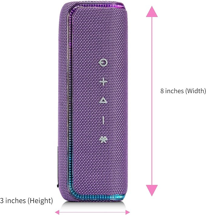 40W Bluetooth Shower Speaker, IPX7 Waterproof Floating Pool Speaker with Interactive Tap-to-Play Drum Beats, 25H Playtime, LED Lights, Built-in Mic for Hands-Free Calls in Bathroom, Purple