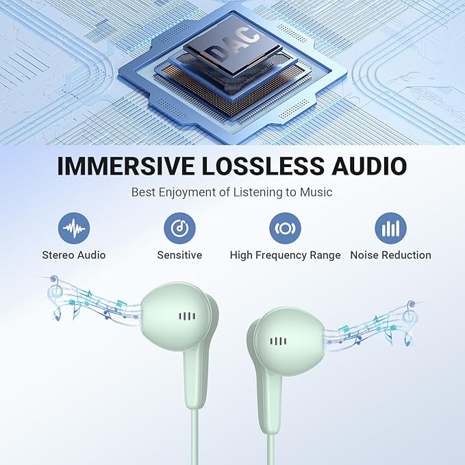 USB C Headphones for iPhone 17 Air 16 15 Pro Max Plus, Type C Earphone with Mic HiFi Stereo Volume Magnet in Ear USBC Wired Earbud for Samsung Galaxy S26 S25 S24 Ultra S23 Fe S22+ Flip/Pixel 10, Green