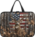 American Flag Deer Forest 15 Inch Laptop Sleeve for Men Women Portable Computer Bag with Handle Tablet Cover Laptop Tote Bag Carrying Case Handbag for Office Travel Business School