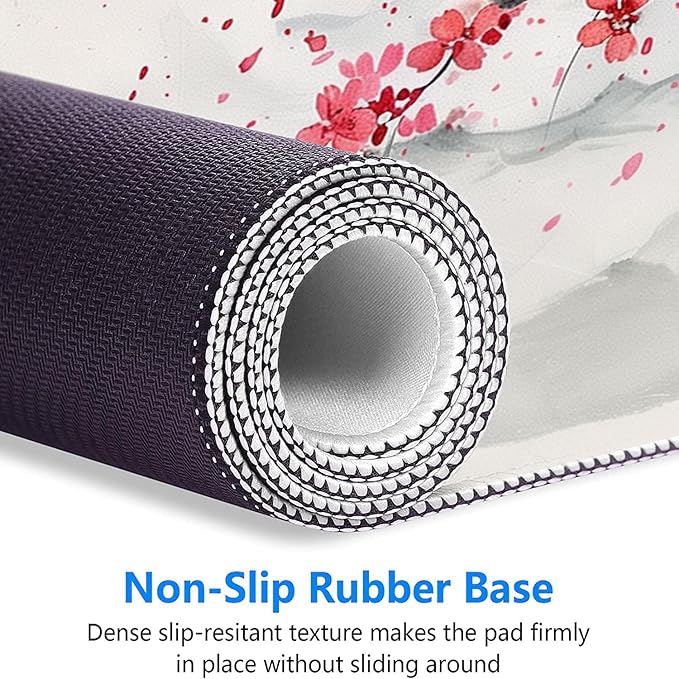 Japanese Cherry Blossom Desk Mat - Extended Gaming Mouse Pad with Stitched Edge Non-Slip Base - 31.5"x11.8" Office Computer Keyboard Laptop Home