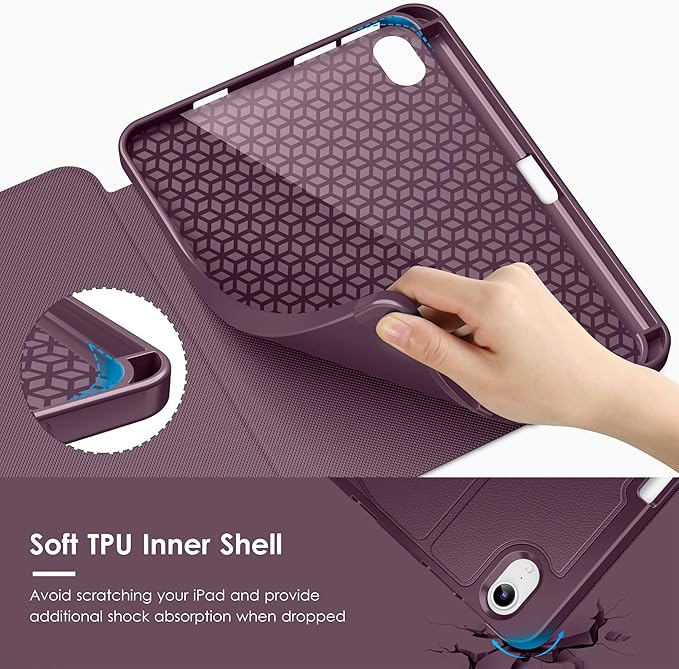 VIKESI Case for iPad mini 7 (A17 Pro) and iPad mini 6,Multiple Angles Magnetic Stand Cover,Shockproof Soft Back,Pencil Holder,and Auto Sleep/Wake,Dark Purple