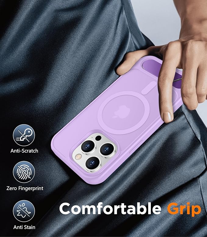 Magnetic Compatible with iPhone 15 Pro Max Case, [Built-in Invisible Kickstand][Compatible with MagSafe][Military Grade Shockproof] Slim Translucent Matte Phone Case for iPhone 15 Pro Max 6.7"