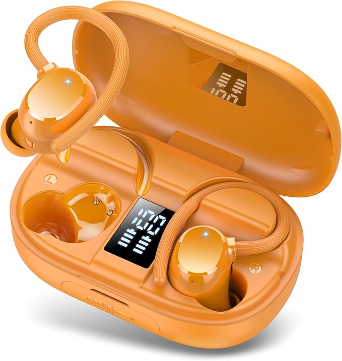 Ear buds Wireless Bluetooth Earbuds Sport 2026 NEW Bluetooth 5.3 Headphones with LED Display 128H Playtime Powerful Bass Over Ear Earphones with Earhooks IP7 Waterproof for Gym/Running/Workout
