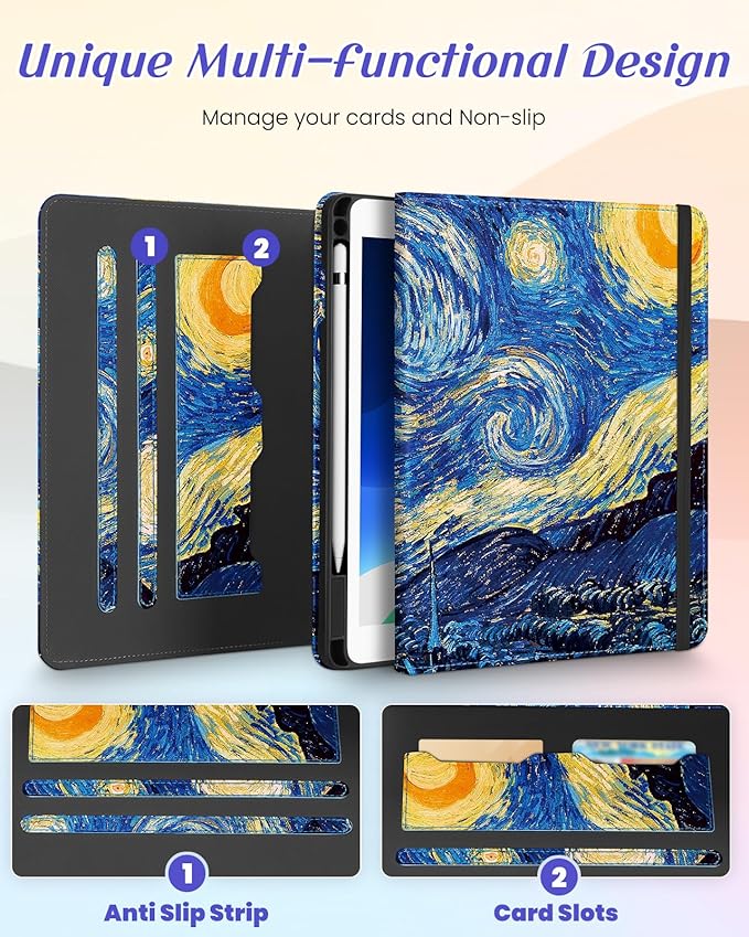 Kidcube for iPad Air 3rd Generation Case/Pro 10.5 Inch Case - Women Girls Kids Cute Rotating Stand Folio Cover with Pencil Holder & Card Slot Cool Unique Teens Design Cover for iPad Pro 10.5''/Air 3rd