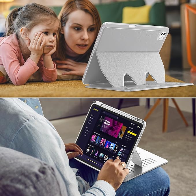 VIKESI Case for iPad iPad Pro 13-inch M5 or M4 Released in 2025 or 2024,Multiple Angles Magnetic Stand Cover,Shockproof Soft Back,Pencil Holder,and Auto Sleep/Wake,Gray