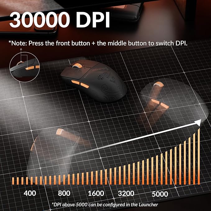 Keychron G3 8K Carbon Fiber Wireless Gaming Mouse, 30000 DPI - PAW 3950 Sensor, 47±3g Ultra-Lightweight, Wired/BT/2.4GHz, 160Hr Battery Life, 5 Programmable Buttons, Windows/Mac/Linux - Black