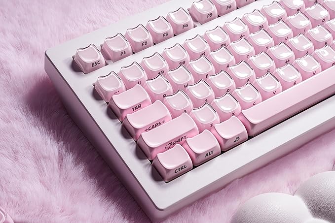 ZORNHER CG870 Wireless Mechanical Keyboard,80% Pink & White Gaming Keyboard, Creamy Keyboard,Cute Jelly Cat Clear Ceramic Jade Keycaps,Girly Aesthetics Kitty Keyboard,Creamy Sounding Linear Switches
