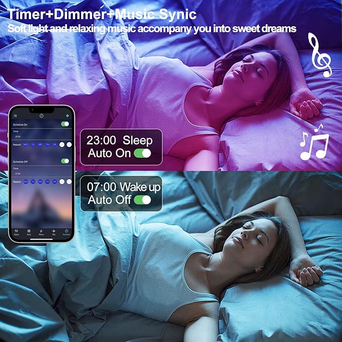 Under Bed Lights Motion Sensor LED Light Strip, 9.84ft 3 Mode RGB Motion Activated Bed Light with Music Sync and Timer, Color Changing Dimmable Night Lights with Remote Mother Day Gift