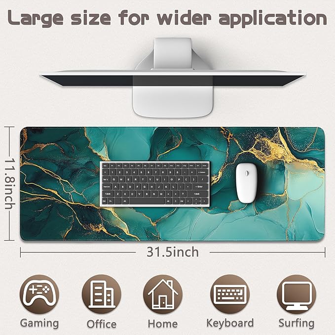 Gaming Mouse Pad - (31.5"×11.8") Marble Large Mouse Pads for Desk - Desk Mat for Keyboard and Mouse with Non-Slip Base, Desks Pad Matfor Game/Office & Home