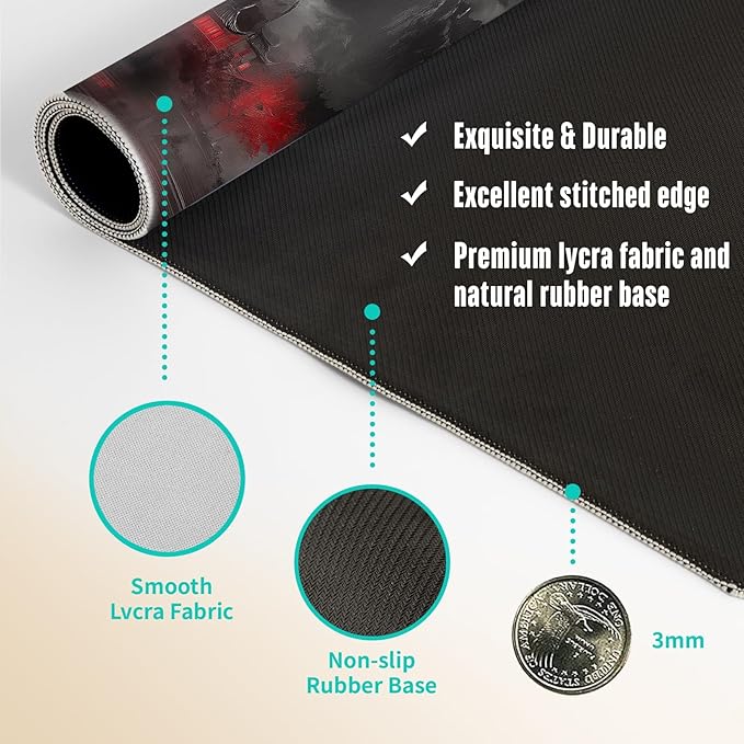 Extended Gaming Mouse Pad, Large Mouse Mat 3 mm Nature Rubber Base Mousepad with Stitched Edges, Non-Slip Desk Mat for Office Home Great Gift 31.5x11.8 Inch (Dark Canyon 3)