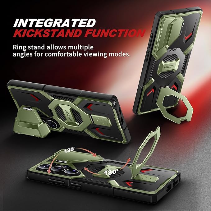 TONGATE for Samsung Galaxy S26 Ultra Case with Magnetic Stand, Compatible with MagSafe [Built-in Camera Cover & Ring Holder][Military-Grade Protection] Anti-Slip Rugged Phone Case for S26 Ultra, Green