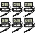 Weewooday Mini Digital Temperature Humidity Meters Gauge with Probe Gauge LCD Fahrenheit Display Thermometer Hygrometer for Incubator Reptile Plant Greenhouse Chicken Coop Garden(Black, 6 Pieces)