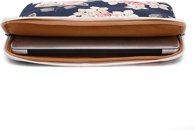 Canvaslife White Rose Patten Laptop Sleeve 14 inch 14.0 inch Laptop case Bag