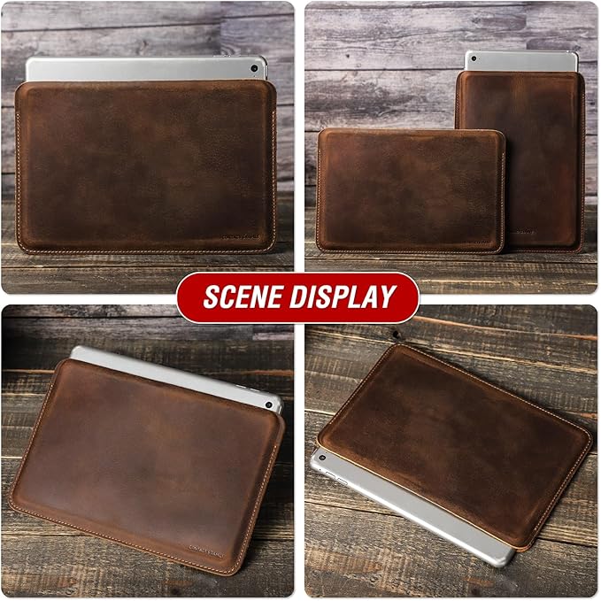 Top Grain Leather 8.3" Slim Tablet Protective Case, Solid Minimalist Vintage Design, Fully Handmade, Compatible with 8.3" iPad mini 6 iPad mini 7.9" & Other Tablets, Coffee 8.3 Inch