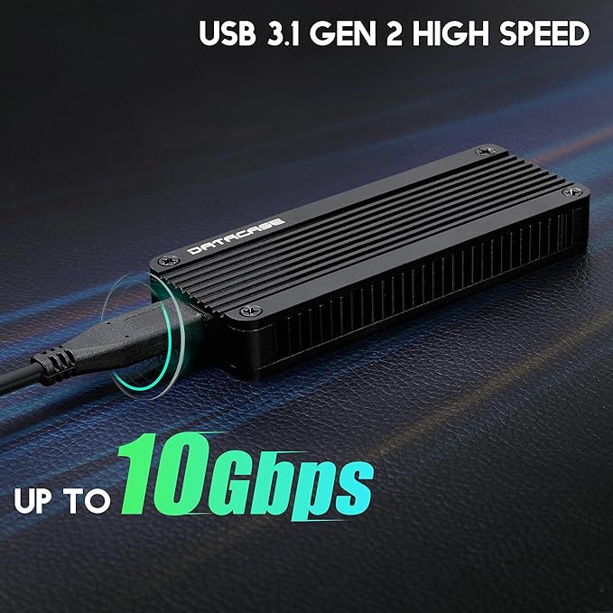 Aluminum M.2 NVME SATA SSD Enclosure Adapter with Bag, USB 3.2 Gen 2 (10 Gbps) M-Key/(B+M) Key Solid-State-Drive External Enclosure, Support UASP Trim for SSDs 2230/2242/2260/2280