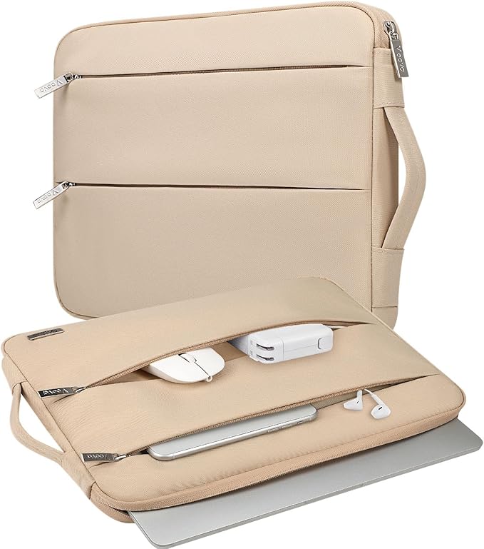 Voova Laptop Sleeve Carrying Case 14 15 Inch Compatible with MacBook Air 15 M2/M3/M4 2022-2025, MacBook Pro 15, Hp Chromebook 14, Waterproof Slim Computer Cover Bag,Apricot