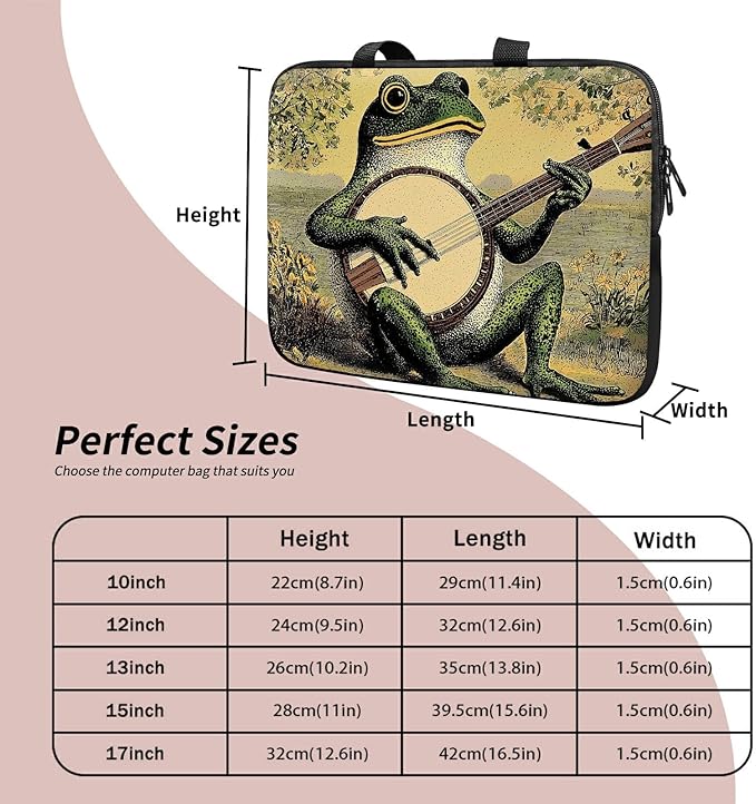 Universal Laptop Sleeve Tablet Case 12 inch, Music Frog Slim Carrying Case Handbag Travel Laptop Bag for Surface Pro 9 8 7/Laptop Go 2 3, MacBook Air 11/12