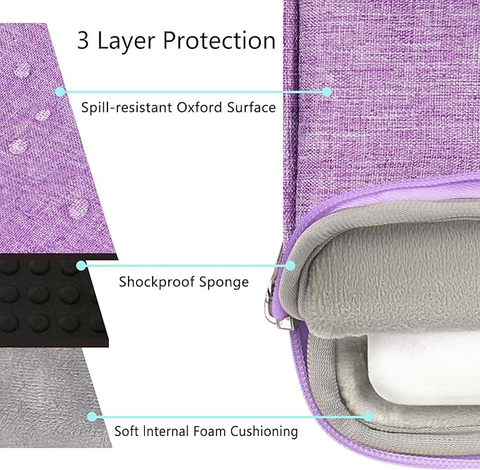 Voova Laptop Sleeve Carrying Case 13 13.6 Inch Compatible with MacBook Air 13 M1/M2/M3/M4, MacBook Pro 13/14, IPad Pro 13, Waterproof Slim Computer Cover Bag, Lavender