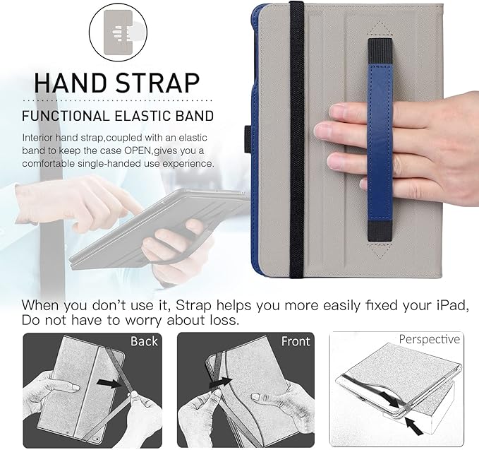 for iPad mini 5 2019/Mini 4 3 2 1 Case 7.9 Inch, Premium PU Leather Folio Stand Cover with Auto Wake/Sleep, Front Card Pocket for iPad mini 5th/4th/3rd/2nd/1st Generation, Navy Blue