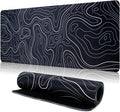 Mouse Pad Gaming Mousepad, 31.5 x 11.8in Large Desk Mat Keyboard Pads Extend Long XL Mouse Mat with Non-Slip Base Desk Accessories for Home Office Keyboard Mouse (Black Topographic)