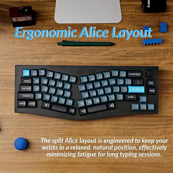 Keychron Q8 Pro QMK/VIA Programmable Wireless Custom Mechanical Keyboard, 65% Alice Layout Bluetooth/Wired, Hot Swappable, Ergonomic, Aluminum, RGB Backlit for Mac Windows Linux-Black