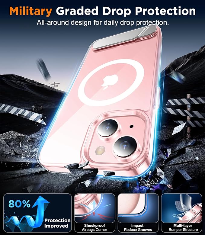 Magnetic Compatible with iPhone 15 Case, [Built-in Invisible Kickstand][Compatible with MagSafe] [Military Grade Shockproof] Slim Thin Phone Case for iPhone 15 6.1"