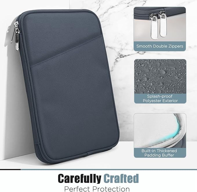 TiMOVO 9-11" Tablet Sleeve Bag for iPad 11-inch A16 2025, iPad 10.9"/10.2"| Air 11 Inch/5th/4th Gen. 10.9", Galaxy Tab A9+/A11Plus 11", Protective Bag with Pocket, Space Gray