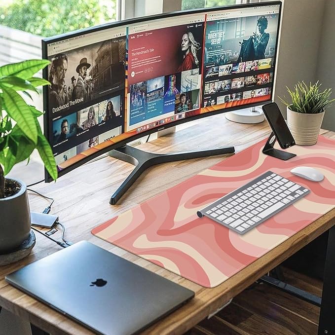 iCasso XXL Large Mouse Pad, Rubber Base Mousepad with Stitched Edges, Big Computer Mouse Mat for Office, Home, Fluid