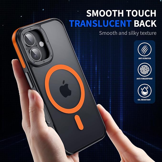Strong Magnetic for iPhone 17 case [10Ft Military-Grade Protection] Compatible with fit MagSafe Shockproof Slim Thin Cover case for iPhone 17 6.3 inch, Orange Bumper