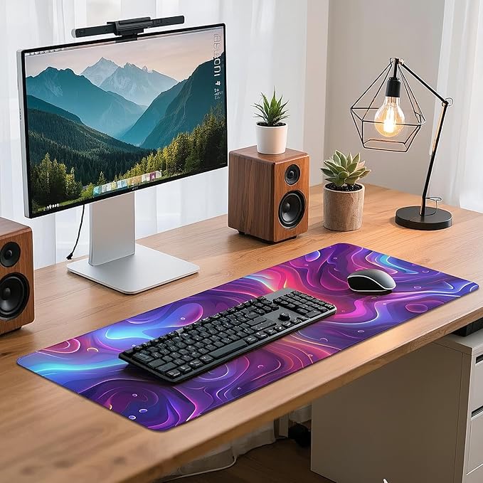 Gaming Mouse Pad - (31.5"×11.8") Topographic Large Mouse Pads for Desk - Desk Mat for Keyboard and Mouse with Non-Slip Base, Desks Pad Matfor Game/Office & Home