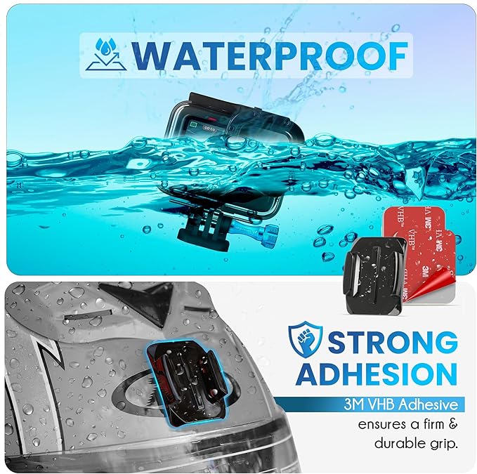 MiPremium Adhesive Mount Kit Sticky pads for GoPro Hero 13 12 11 10 9 8 7 6 5 Black Silver Session Camera. Flat & Curved Helmet Mounting attachment Accessories for Go Pro Other Action Camera (10 Pack)