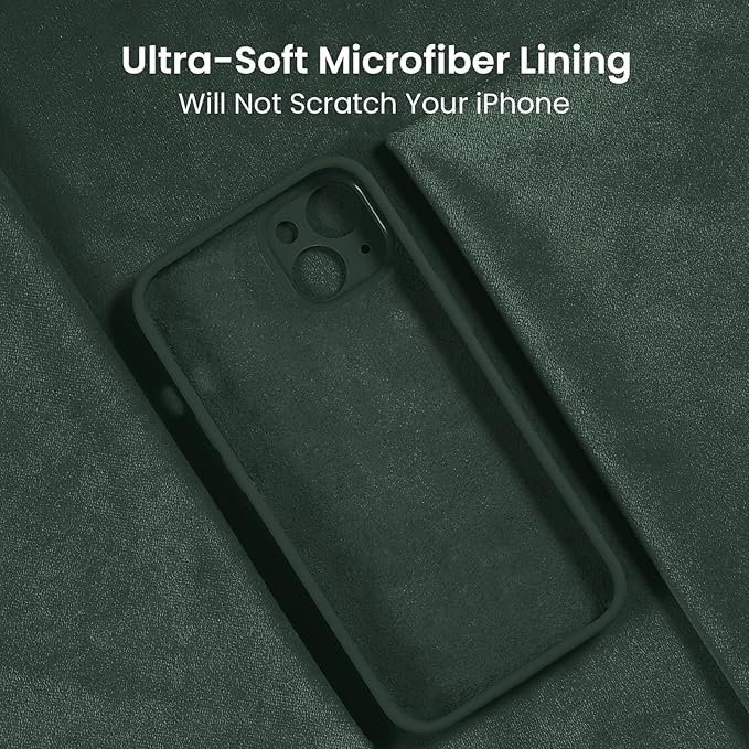 FireNova Designed for iPhone 14 Case, Silicone Upgraded [Camera Protection] Phone Case, Soft Anti-Scratch Microfiber Lining Inside, 6.1 inch, Alpine Green